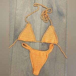 Orange crochet bikini set
